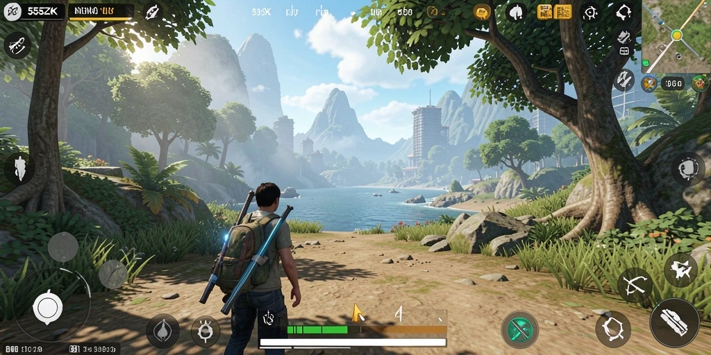 Screenshot utama menampilkan aksi seru dalam dunia Open World 555ZK.