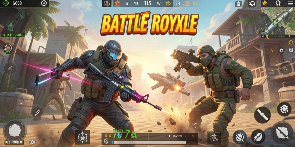 Tangkapan layar gameplay G668 dengan aksi pertarungan seru di Battle Royale.