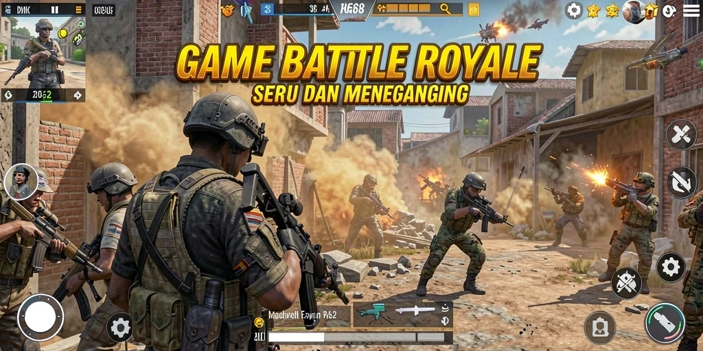 Gameplay GACOR668 menampilkan pertarungan Battle Royale yang intens.