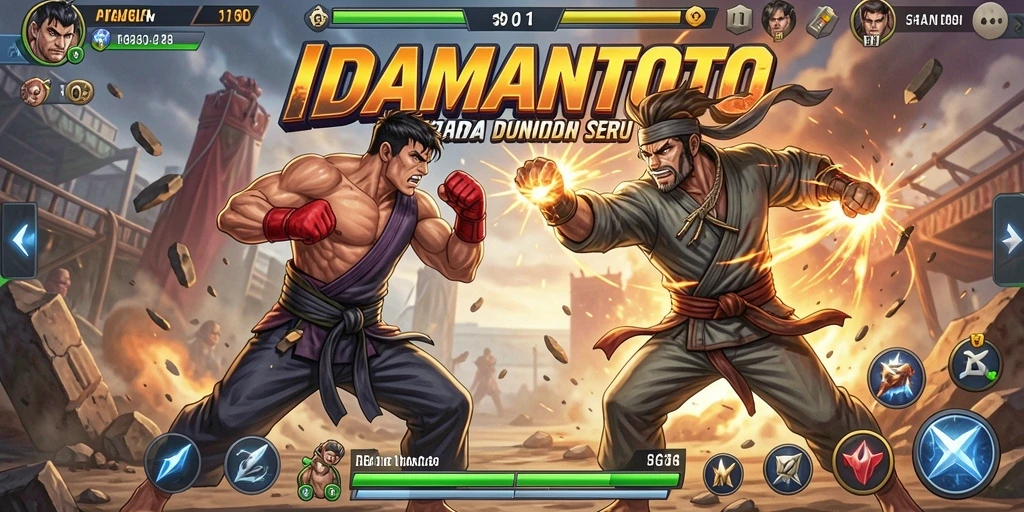 Screenshot gameplay IDAMANTOTO menampilkan aksi pertarungan yang mendebarkan.