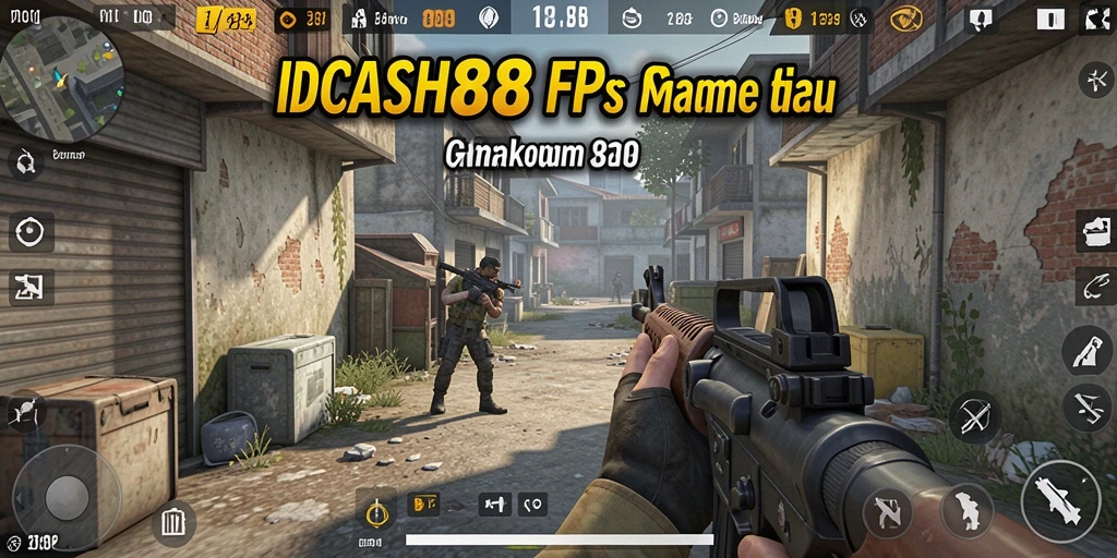 Tampilan gameplay menegangkan dalam IDCASH88 dengan aksi FPS yang intens.