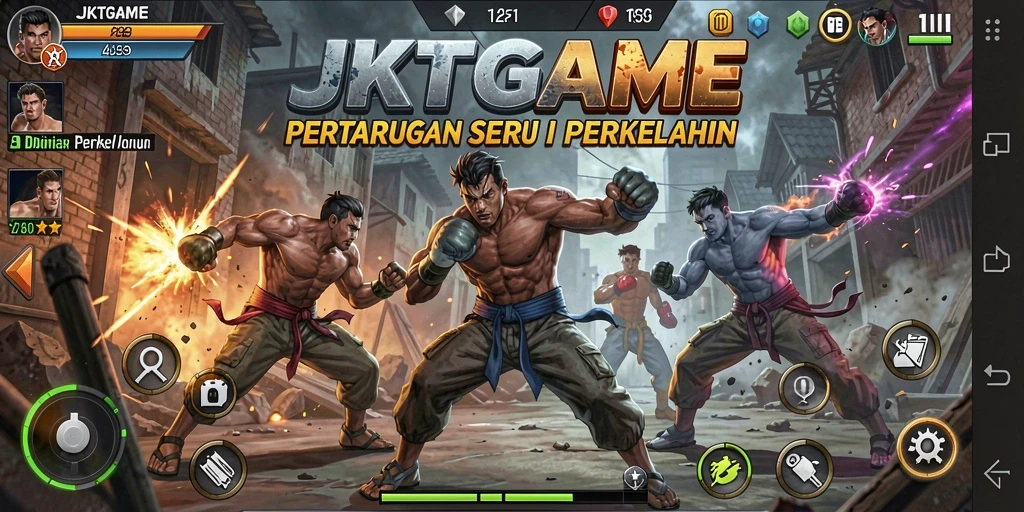 Tampilan dinamis karakter dalam aksi pertarungan JKTGAME.