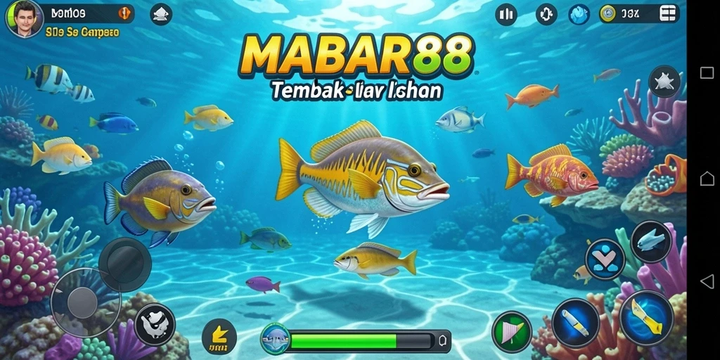 Screenshot gameplay MABAR88 yang menampilkan aksi seru menangkap ikan.