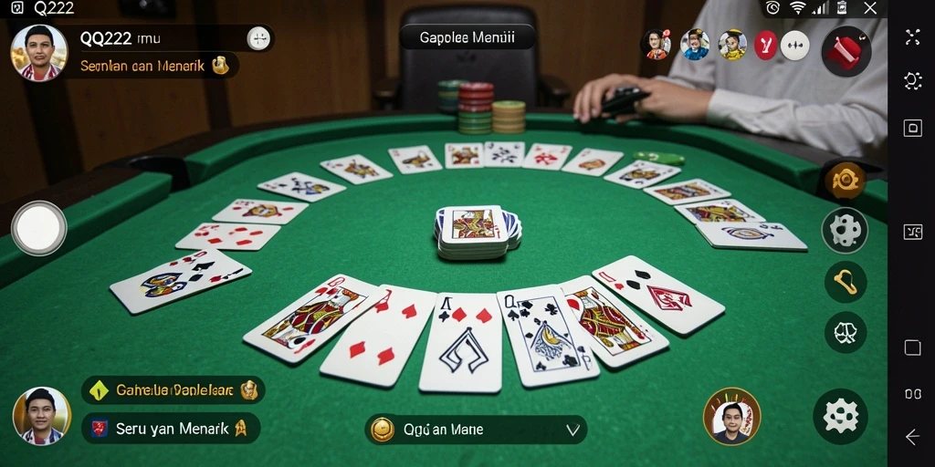 Screenshot menunjukkan pemain berkompetisi dalam permainan Gaple seru di QQ222.