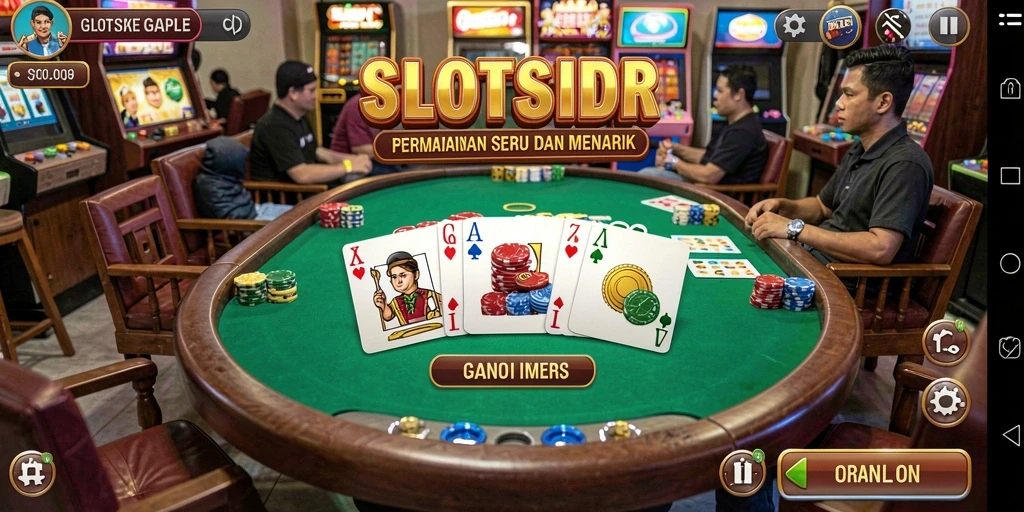 Screenshot utama SLOTSIDR yang menunjukkan gameplay Gaple yang seru.