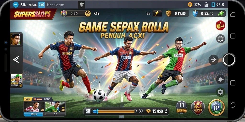 Gameplay seru dari SUPERSLOTS dengan momen-momen aksi sepak bola.
